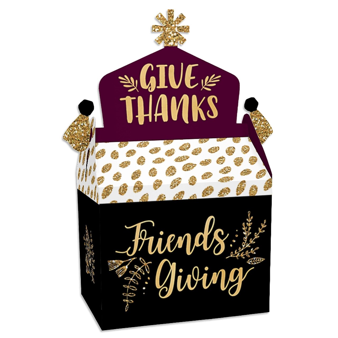 Big Dot of Happiness Elegant Thankful for Friends - Treat Box Party Favors - Friendsgiving Thanksgiving Party Goodie Gable Boxes - Set of 12